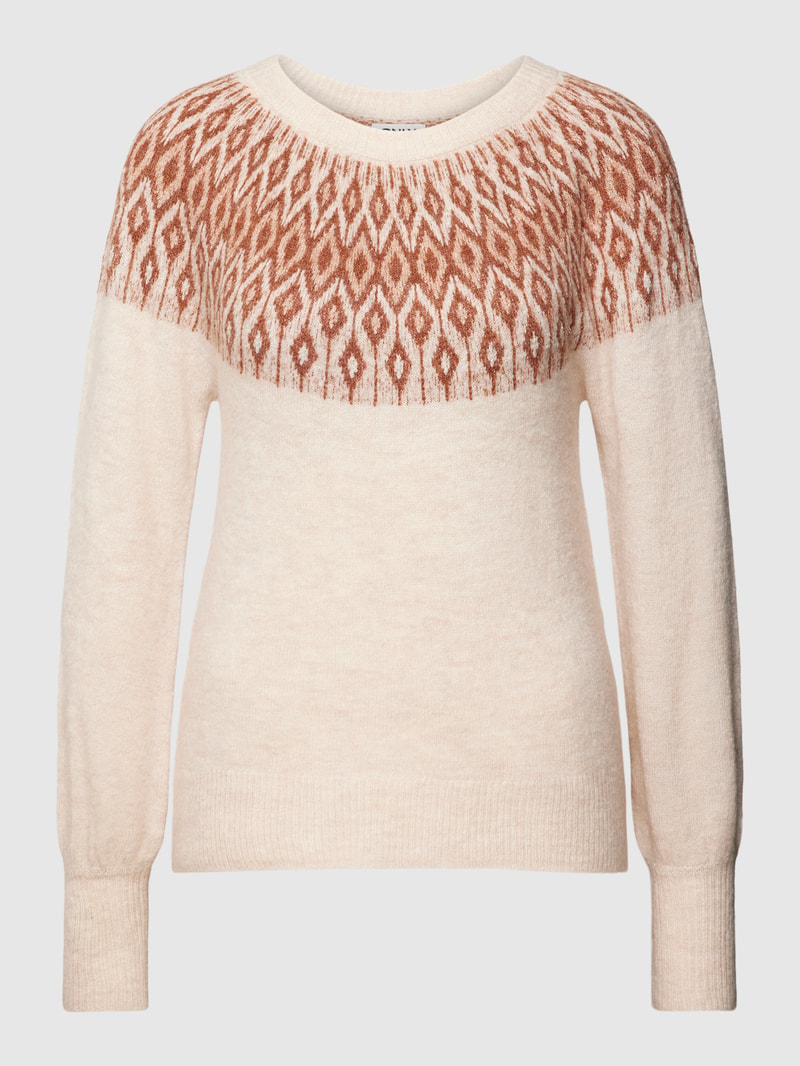 Strickpullover mit Rundhalsausschnitt Modell 'ALINA' in offwhite