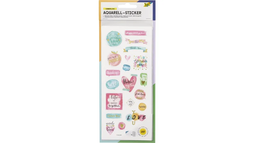 folia Aquarellsticker 5 Blatt 10 x 23cm