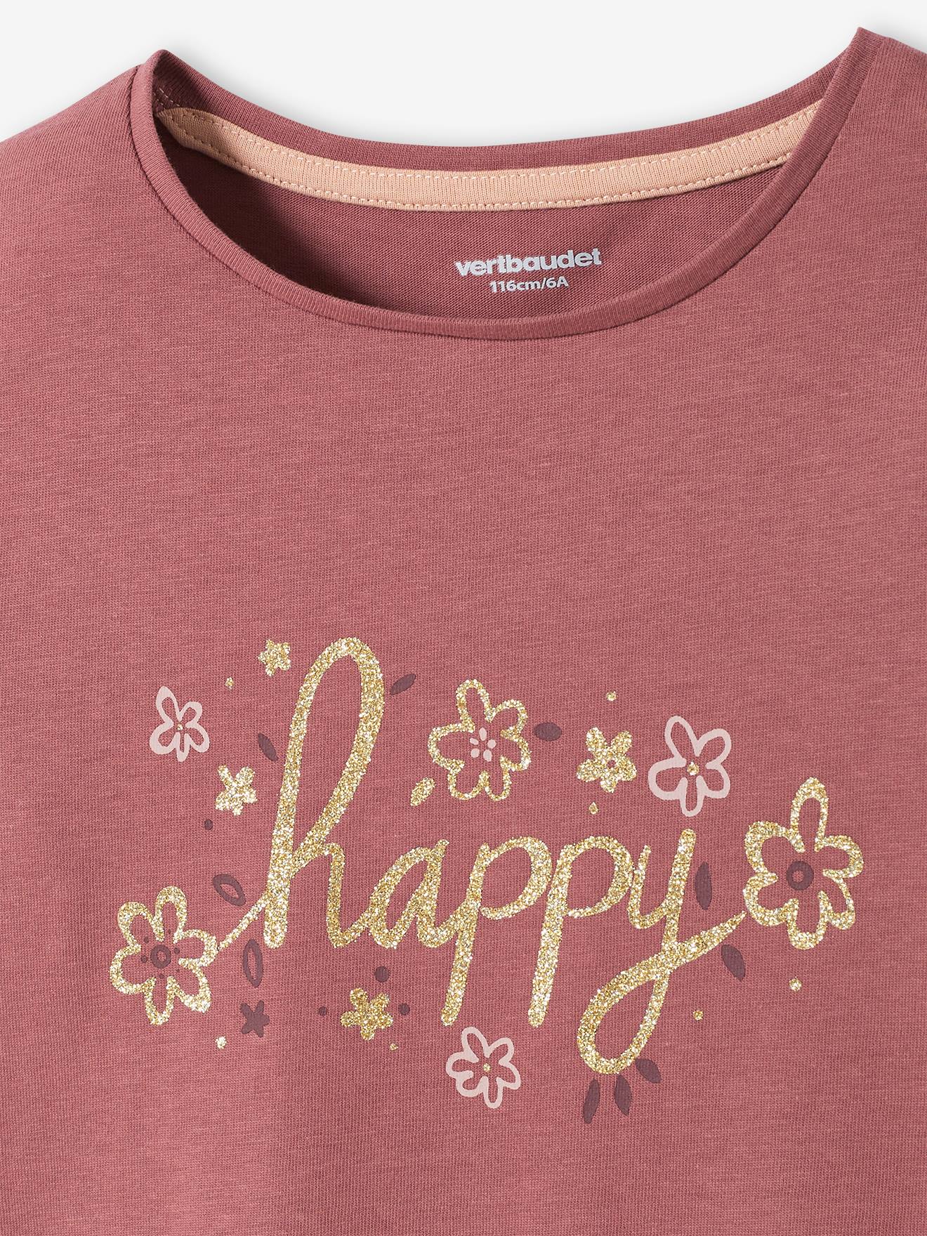 Vertbaudet Mädchen Shirt mit Messageprint BASIC Oeko-Tex - rosa