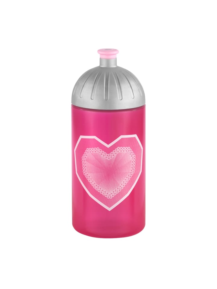 Step by Step Trinkflasche, 0,5 l, für Kindergarten und Schule in Glitter Heart Hazle, Rosa günstig kaufen 18,5 cm