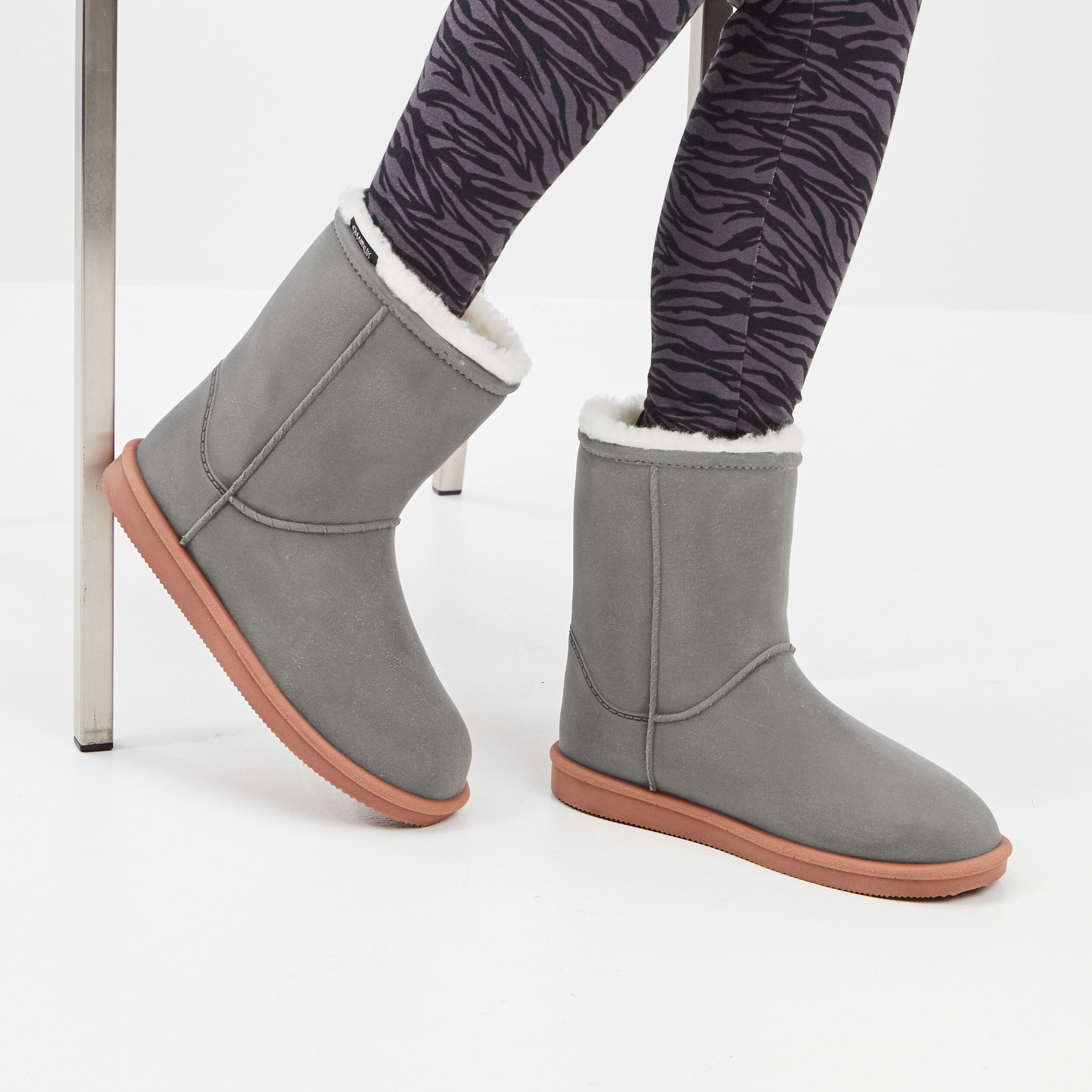 Bottines fourrées vert kaki femme | La Halle