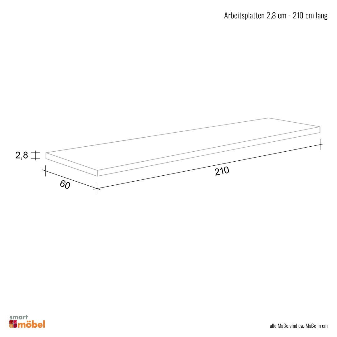 Flex-Well Arbeitsplatte - 210 x 60 x 2,8 cm - Grau-Weiß gepunktet – Witus