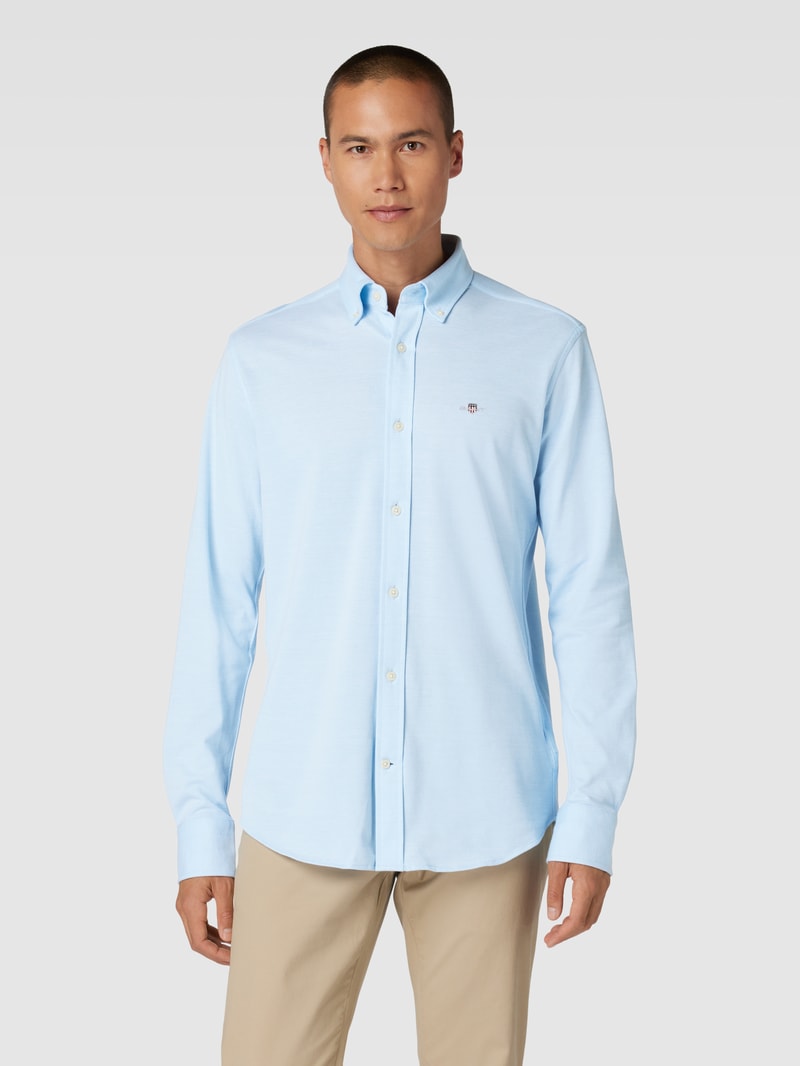 Regular Fit Freizeithemd mit Button-Down-Kragen Modell 'PIQUE' in bleu
