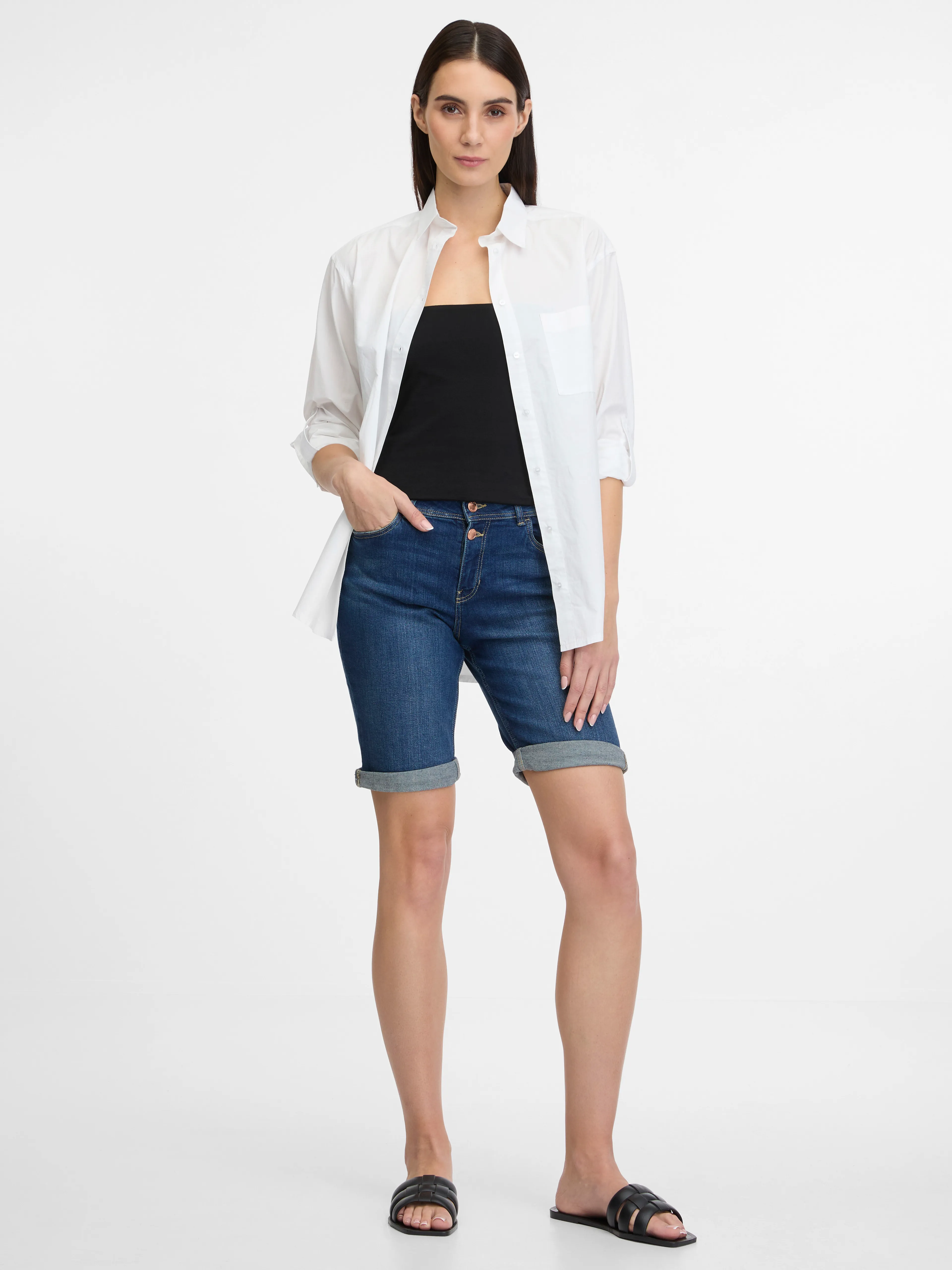 Dunkelblaue Denim-Shorts Damen ORSAY