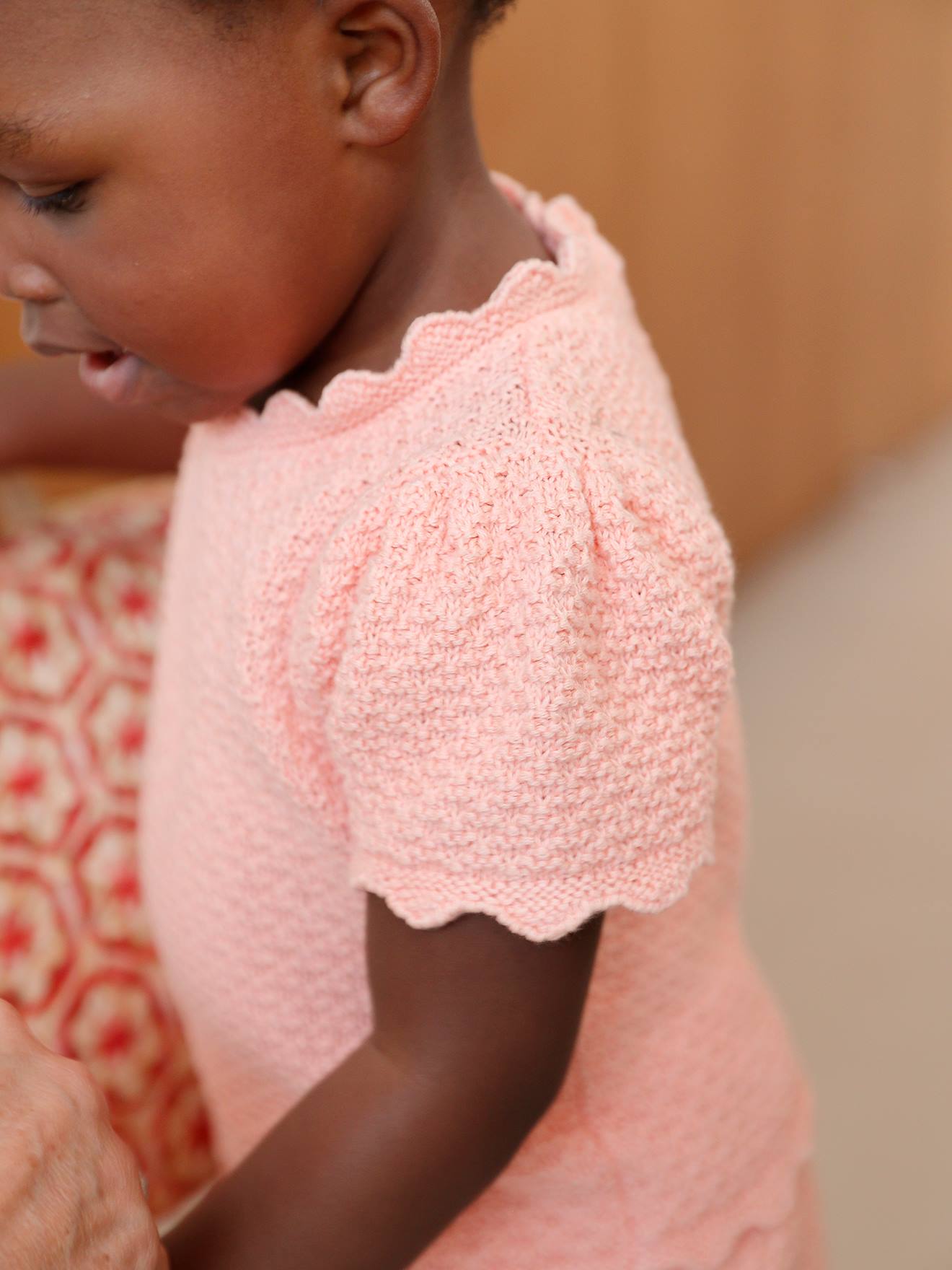 Vertbaudet Baby Strick-Set: Pullover & Shorts Oeko-Tex - rosa
