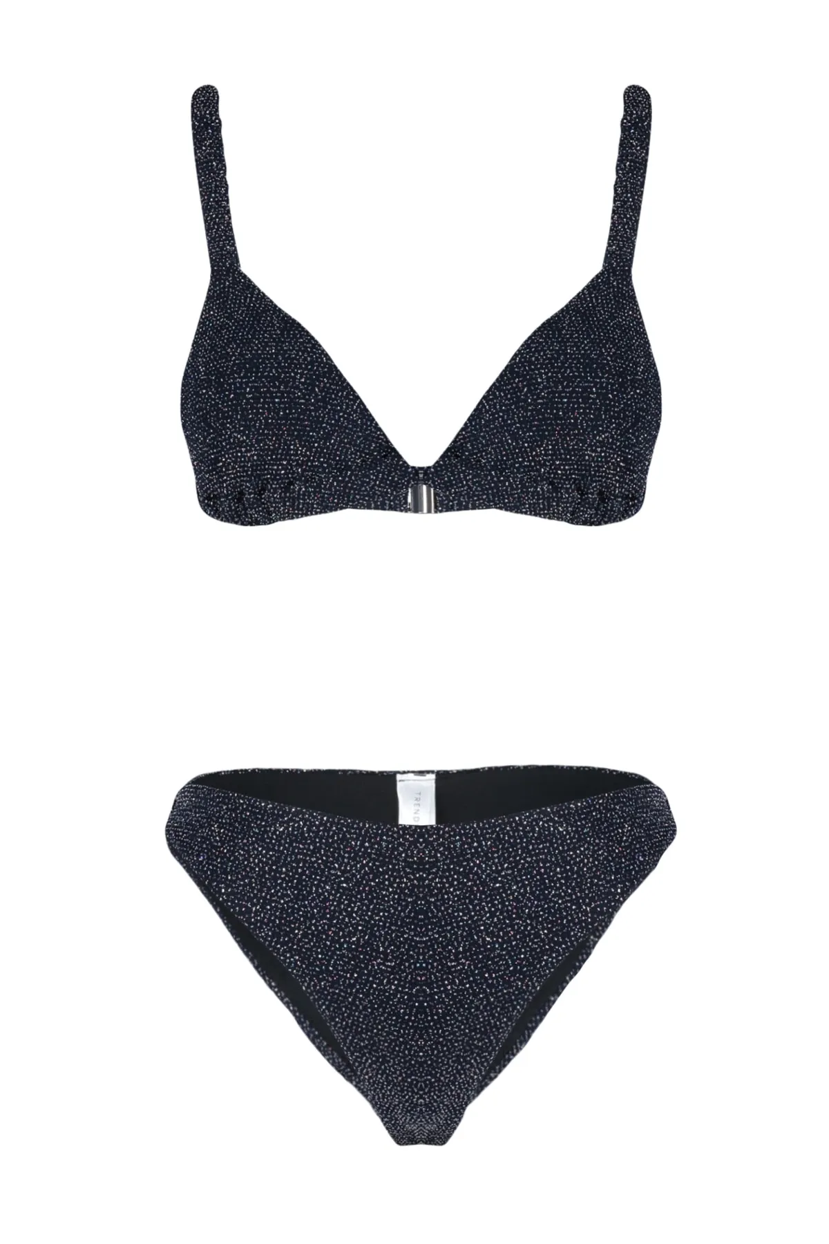 Trendyol Collection  Marineblaues Triangel-Glitzer-Bikiniset in regulärer Form TBESS23BT00080