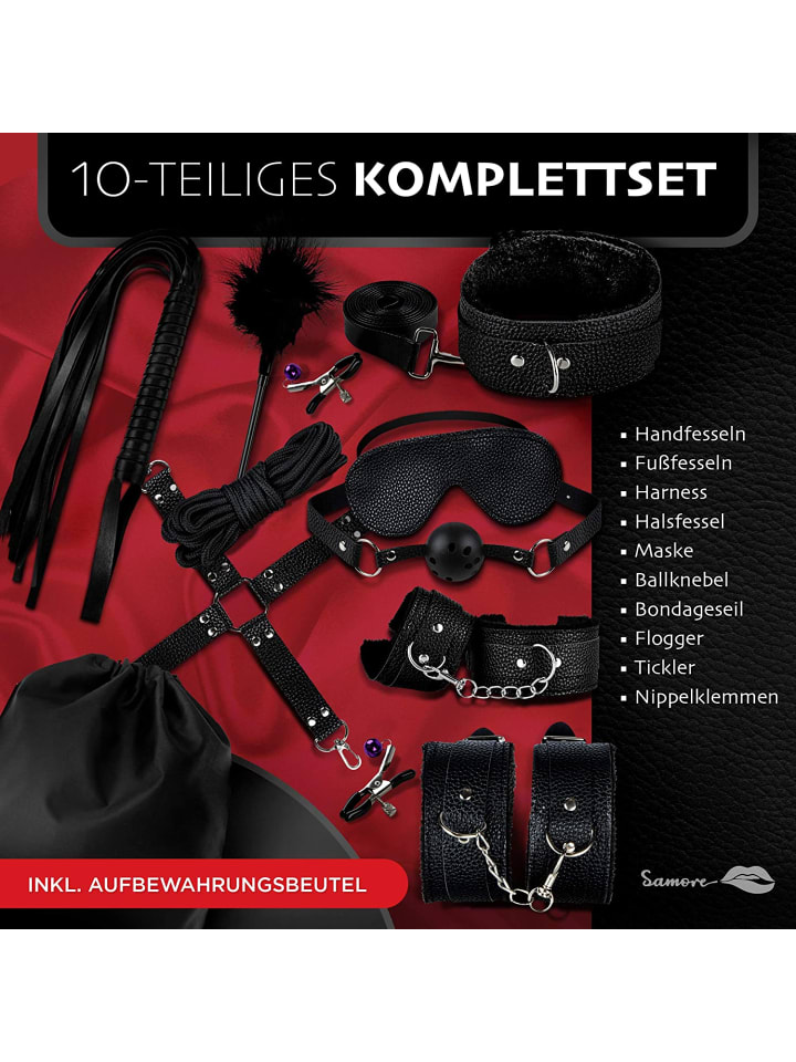 SAMORE 10tlg. Bondage-Set in schwarz günstig kaufen onesize