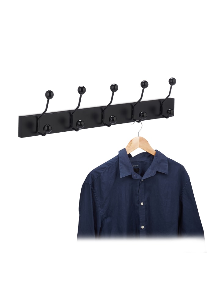 relaxdays Garderobenleiste in Schwarz - (B)65 x (H)14 x (T)7 cm günstig kaufen onesize