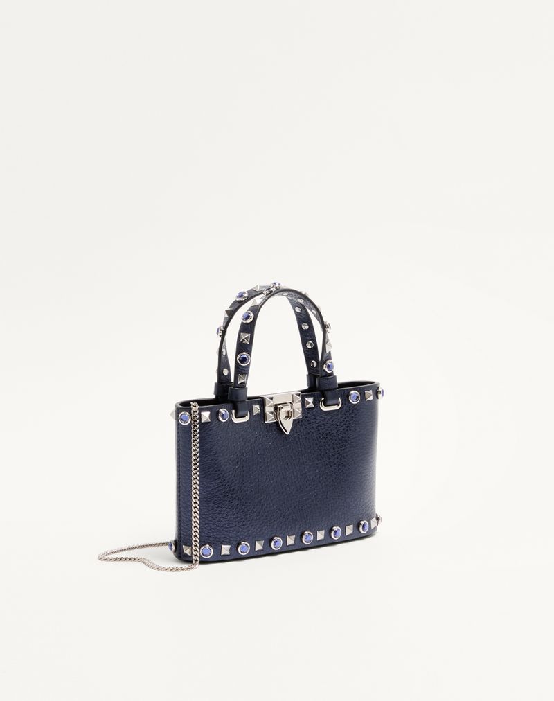 Valentino Garavani Rockstud Mini Shopping Bag i Lamineret Kalveskind