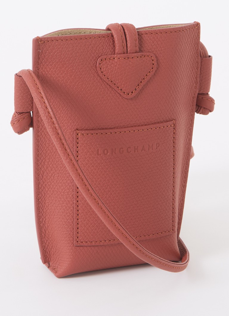 Longchamp Roseau leather crossbody phone case