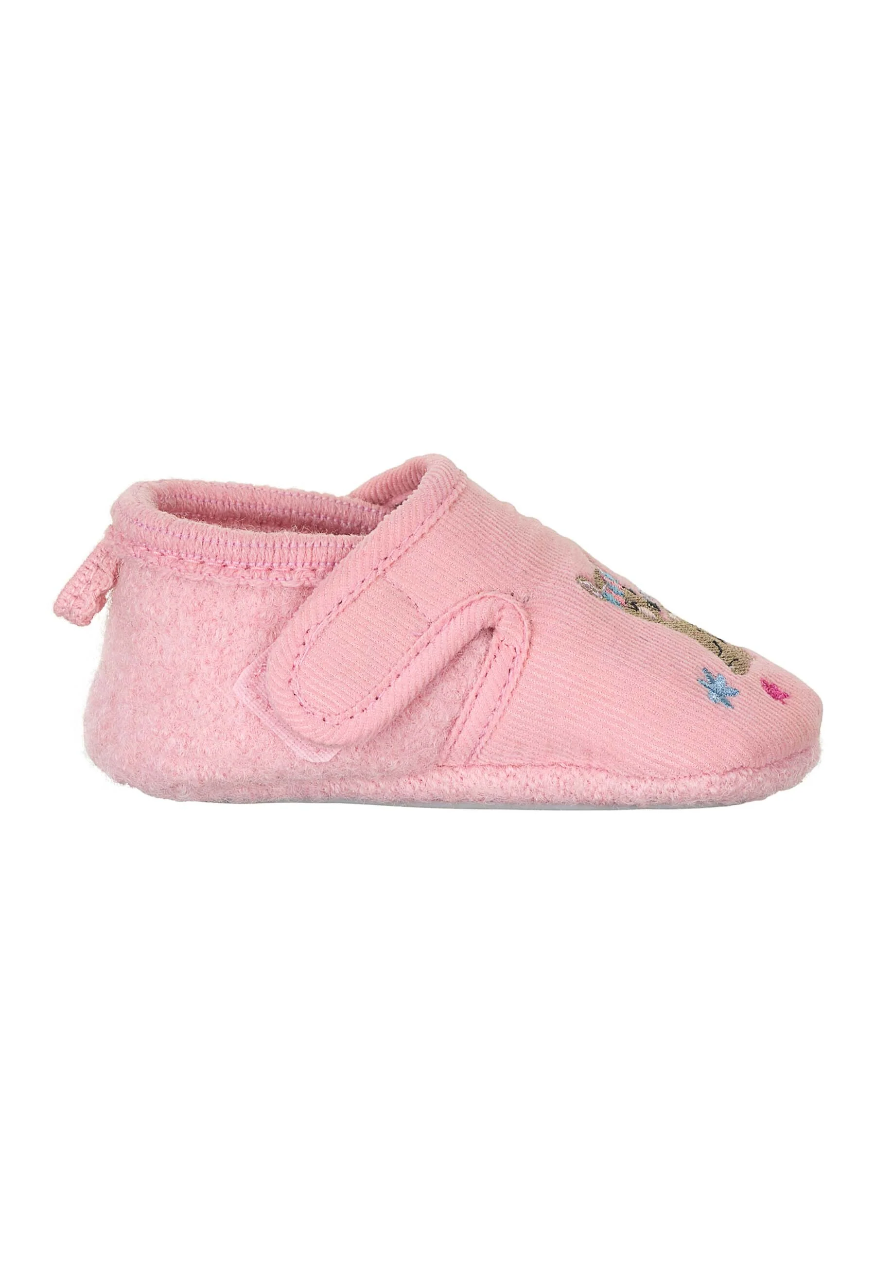 Baby-Krabbelschuhe Reh aus Filz und Cord, Flieder