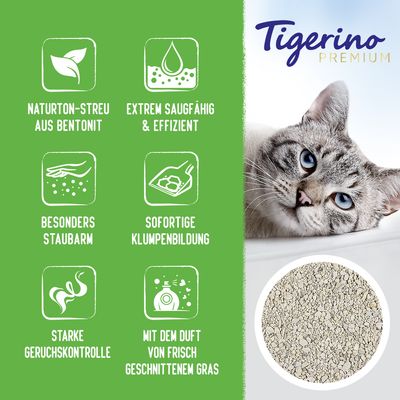 Tigerino Premium Katzenstreu – Duft nach frischem Gras