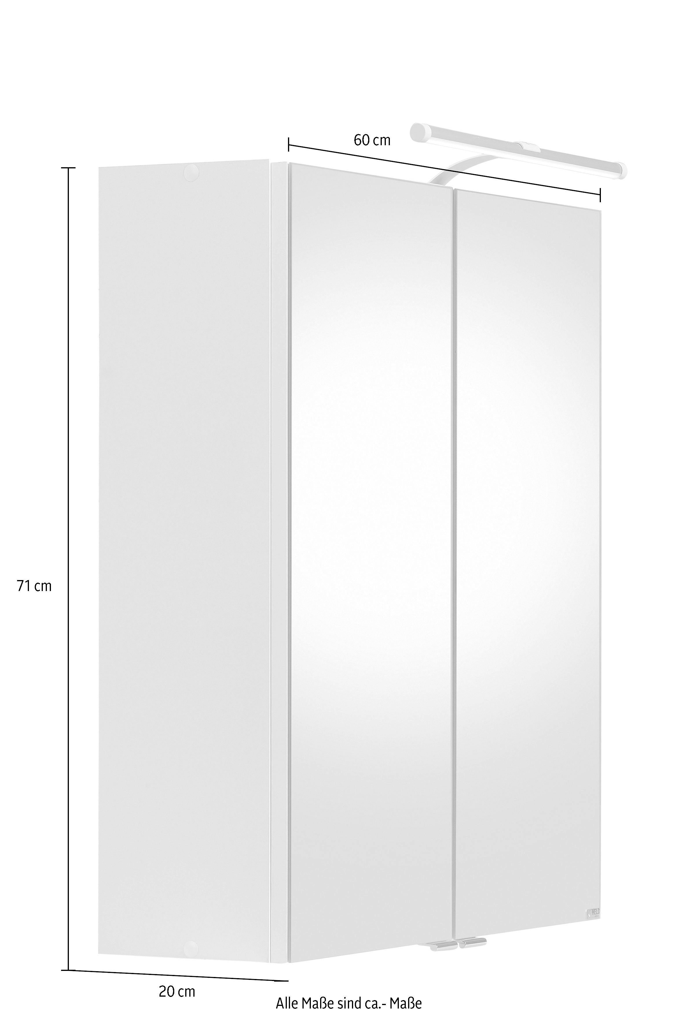 HELD MÖBEL Spiegelschrank Hero mit LED-Beleuchtung und wechselbarem Türanschlag