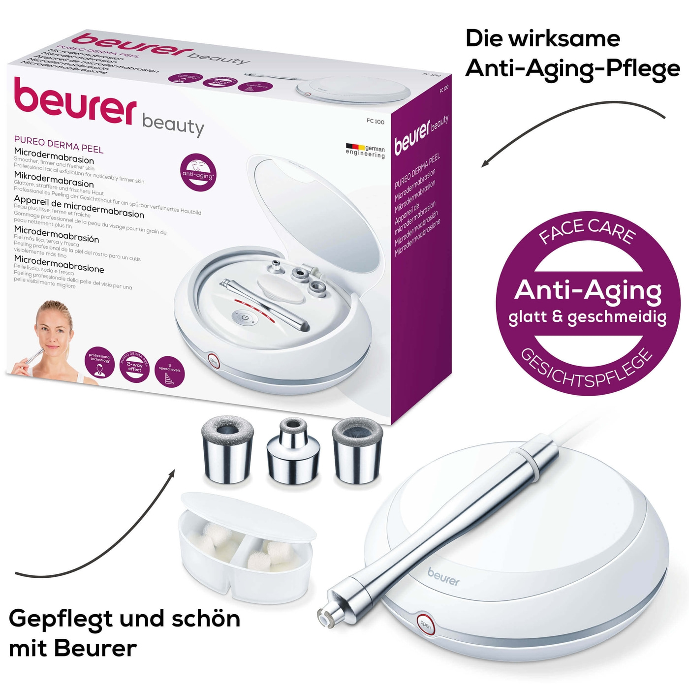 Beurer Mikrodermabrasion FC 100 Pureo Derma Peel-Mikrodermabrasion - Professionelles Peeling für zu Hause