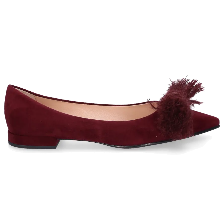 Unützer - Ballerinas 8501 Veloursleder Schleife bordeaux - rot