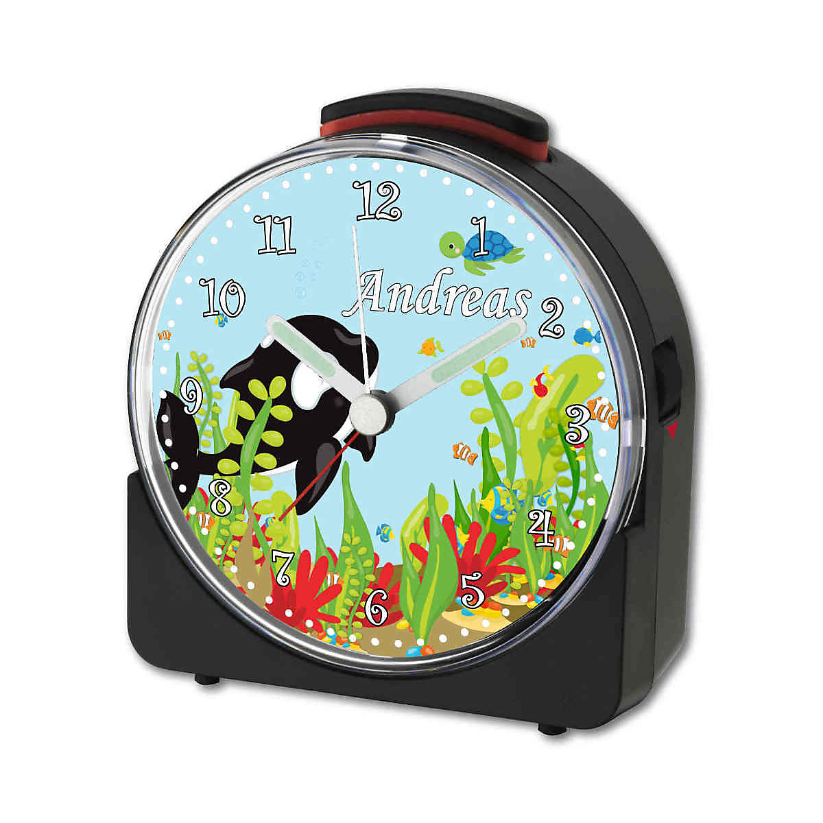 Kinder Funkwecker weiß personalisiert mit Namen Fische