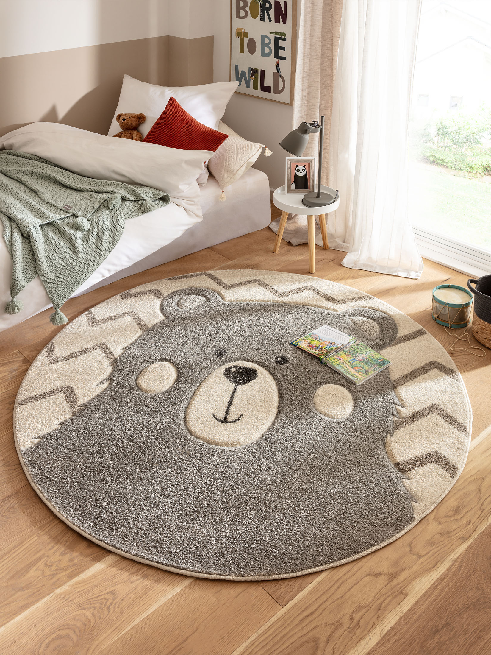 Karlo Kinder-Teppich, Grau/Beige