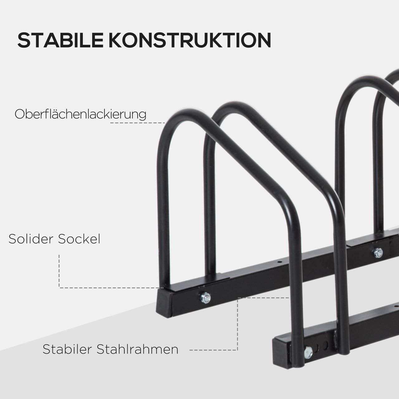 HOMCOM Fahrradständer Radständer Mehrfachständer Aufstellständer Fahrrad Ständer wetterfest langlebig Boden- und Wandmontage Stahl bis 6 Fahrräder Schwarz 179 x 33 x 27 cm
