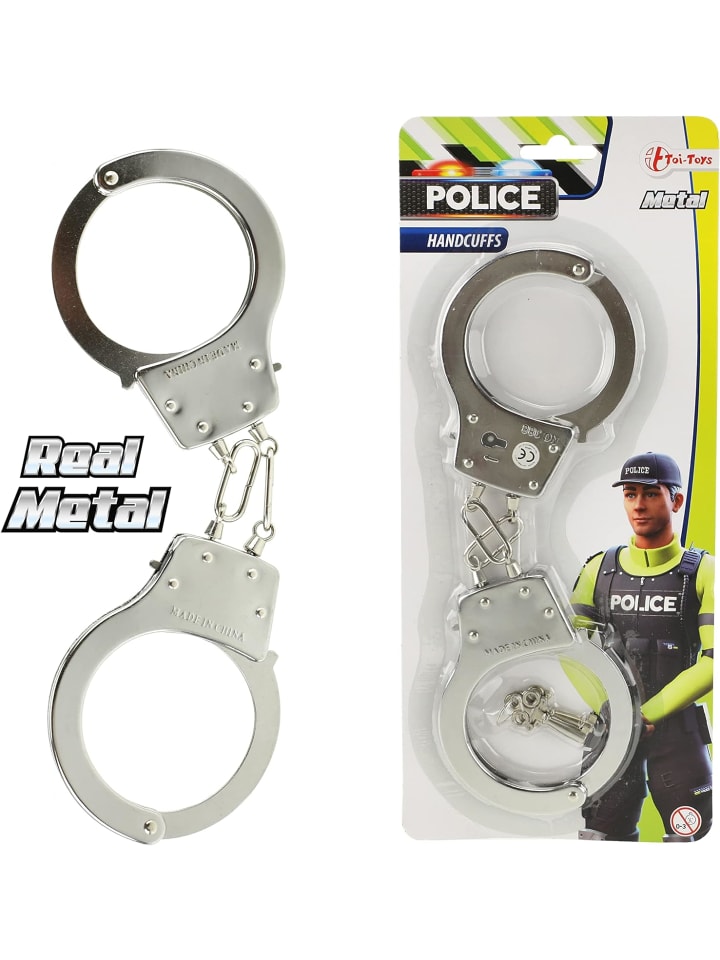 Toi-Toys Polizei Handschellen (Metall) für Kinder in grau günstig kaufen onesize