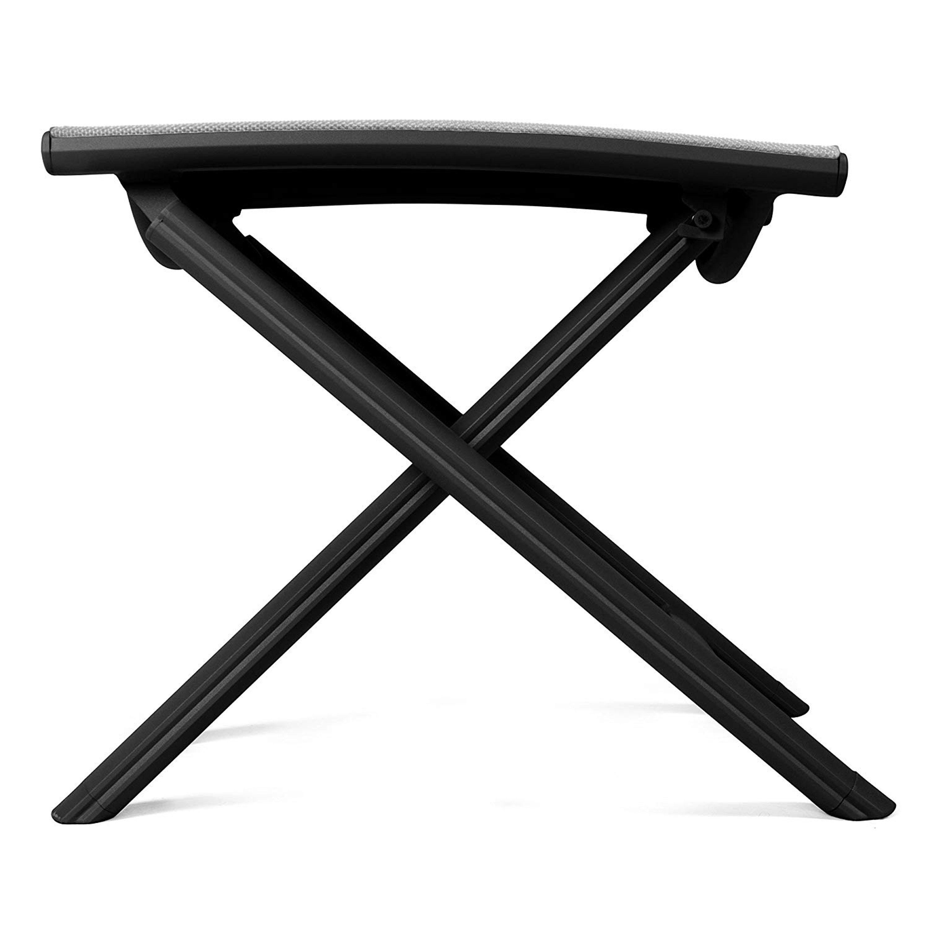 VANAGE Fußhocker VG-3384, gepolsterter Hocker in grau - klappbarer Fußhocker - Alu Klapphocker - Sitzhocker - Klappstuhl für Camping, Garten, Terrasse und Balkon geeignet