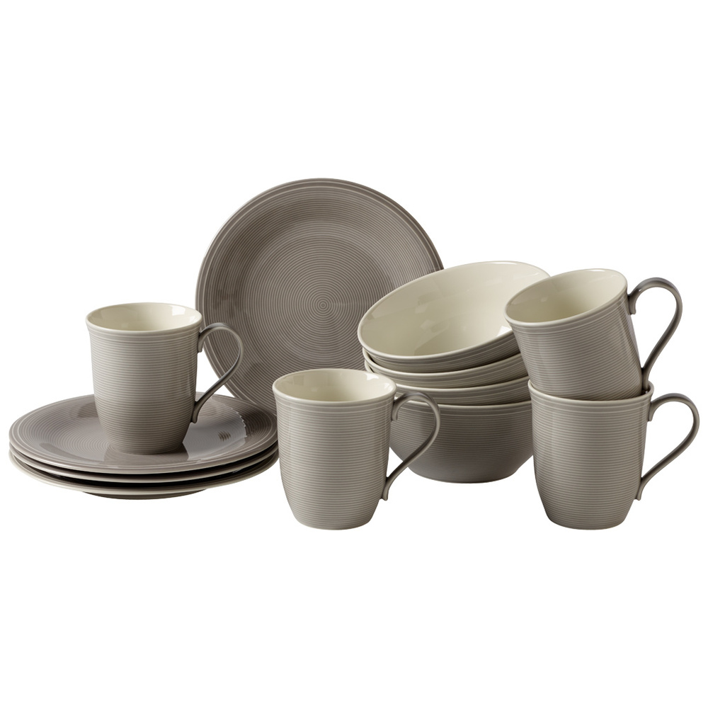 like. by Villeroy & Boch Set Petit-Dejeuner 12pcs Color Loop Stone service de vaisselle