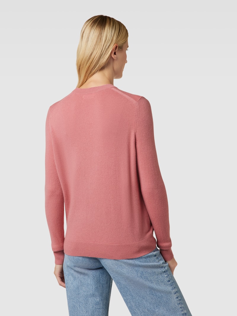 Kaschmirpullover in Strick-Optik mit Rundhalsausschnitt in rosé