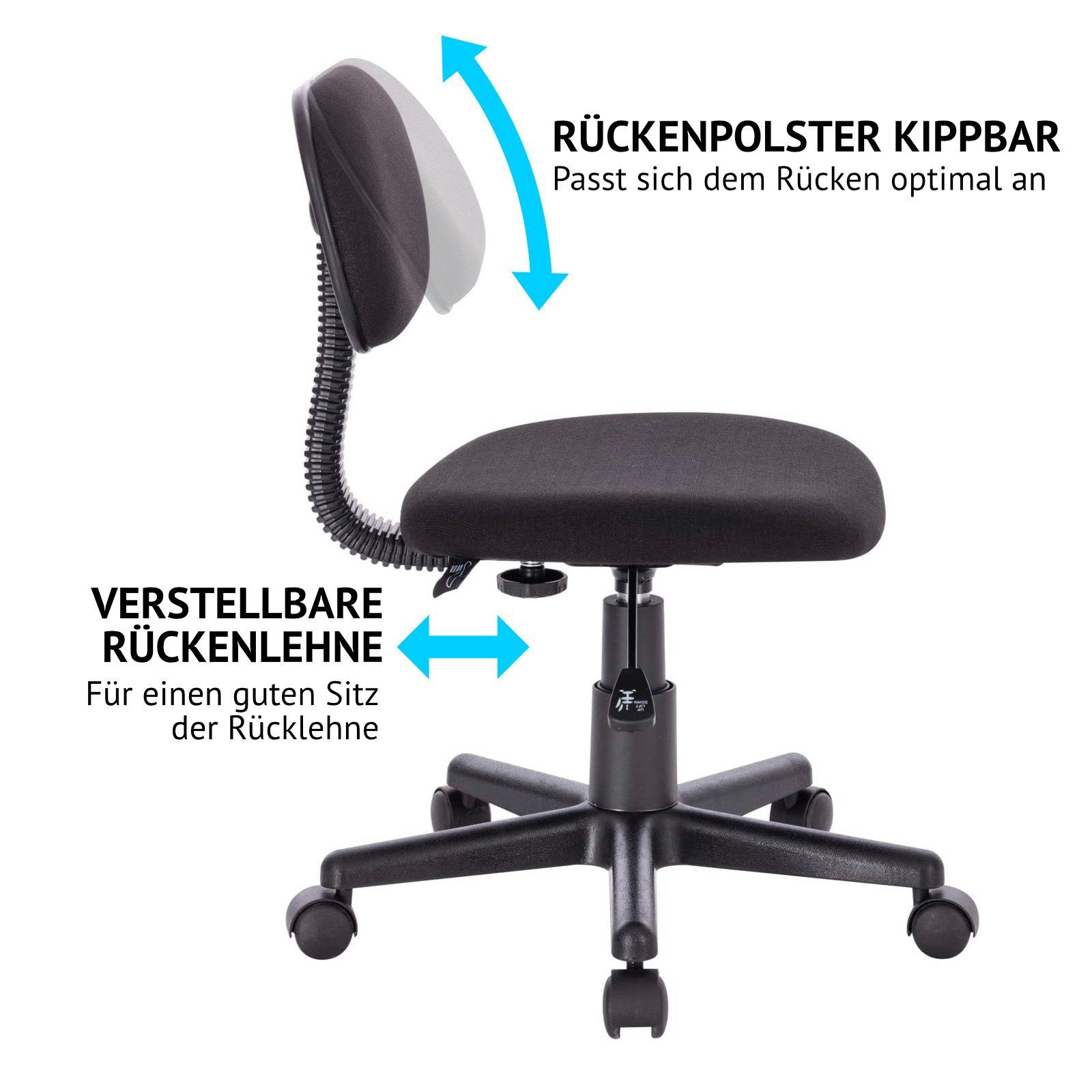 SVITA Schreibtischstuhl MAGGY, Drehstuhl, Bürostuhl, Höhenverstellbar, Schwarz
