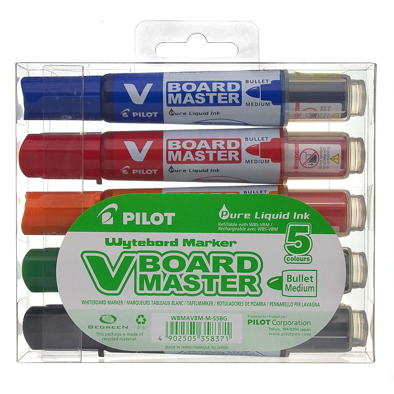 Pilot Whiteboardpenn 5-pk V-board m.skrå Pilot