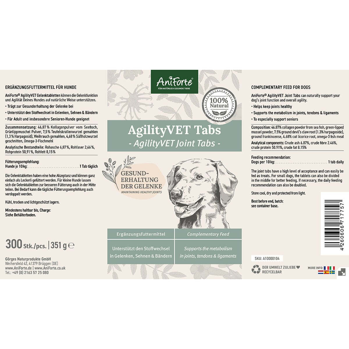 Aniforte Ergänzungsfutter & Aufzucht Aniforte AgilityVET Gelenktabletten 300 Stück