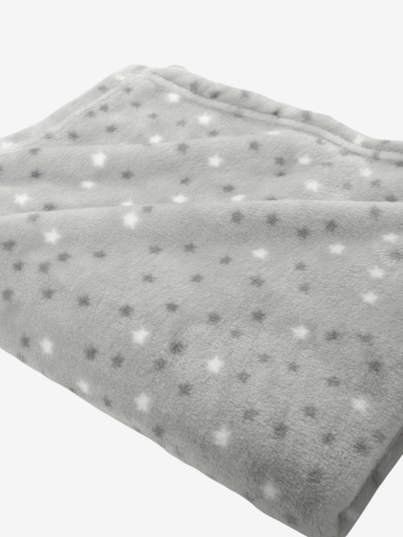 Couverture en microfibre imprimée étoiles Basics gris clair