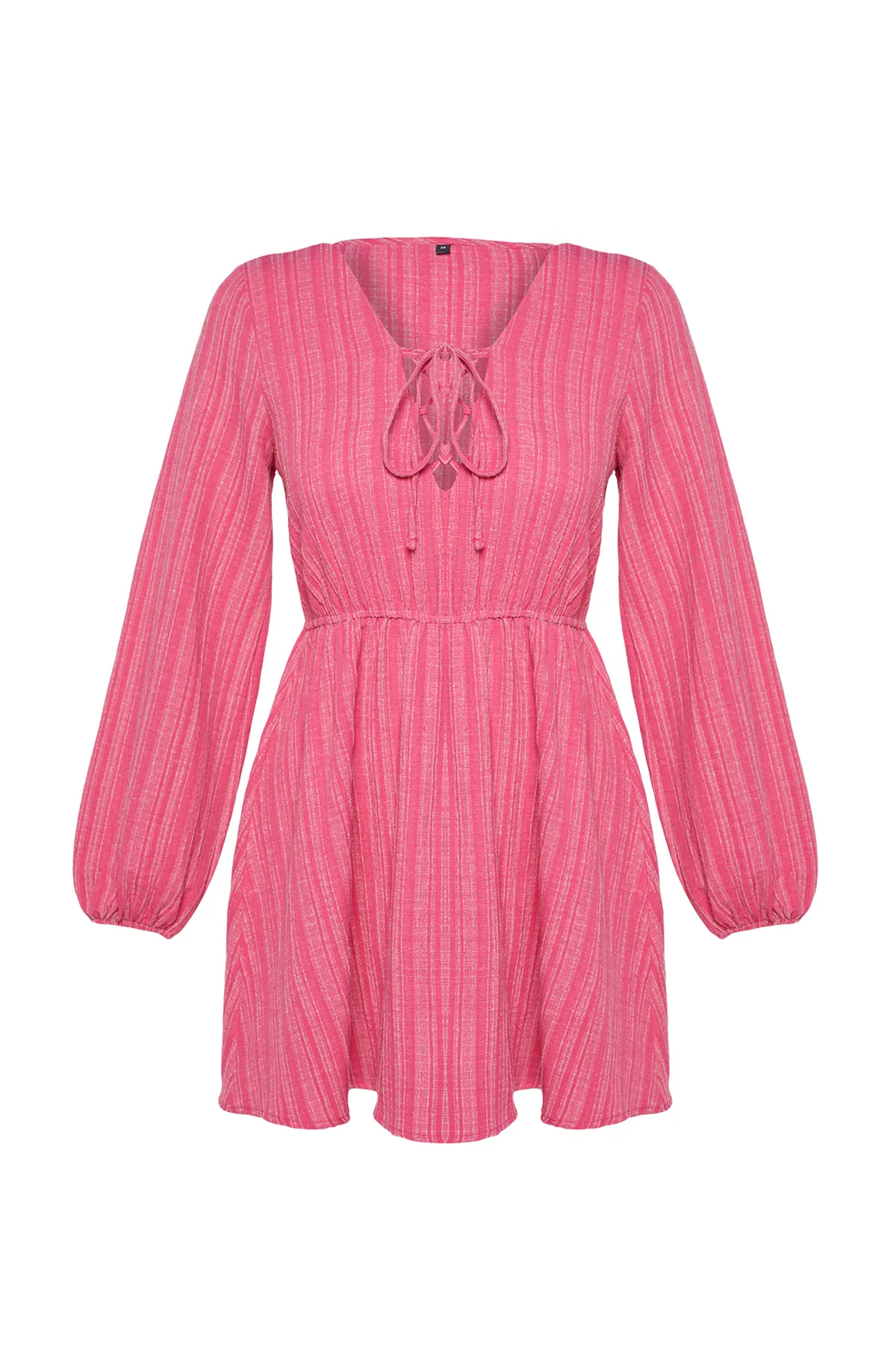 Trendyol Collection  Rosa Mini-Strandkleid aus gewebtem, gebundenem Leinengemisch TBESS23EL00103