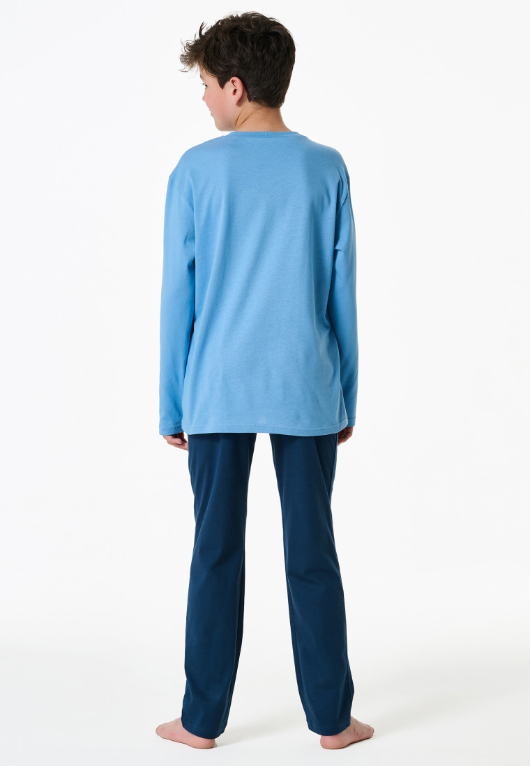 Schlafanzug lang Chillout hellblau - Nightwear
