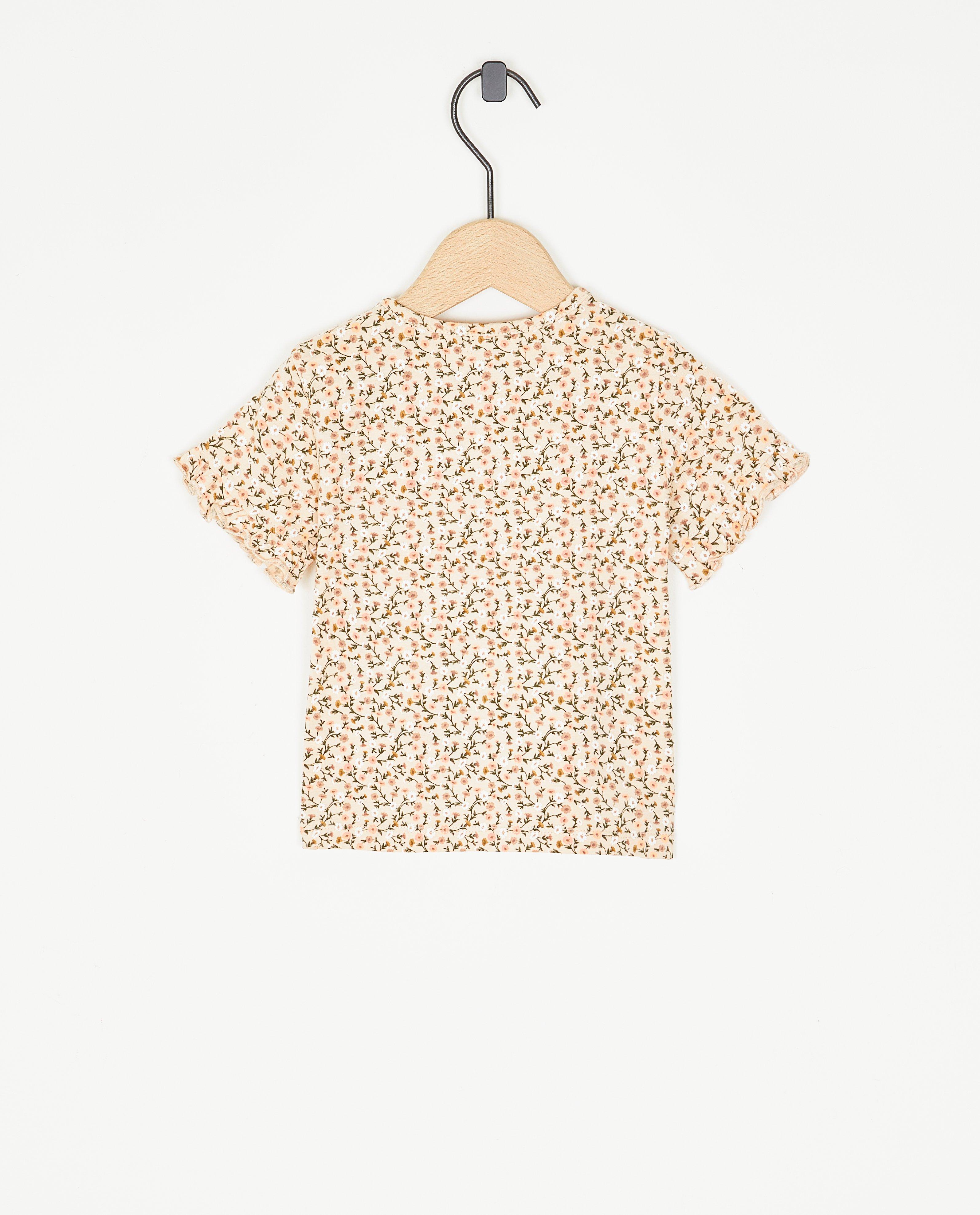 Tricou Cuddles and Smiles cu imprimeu floral bej