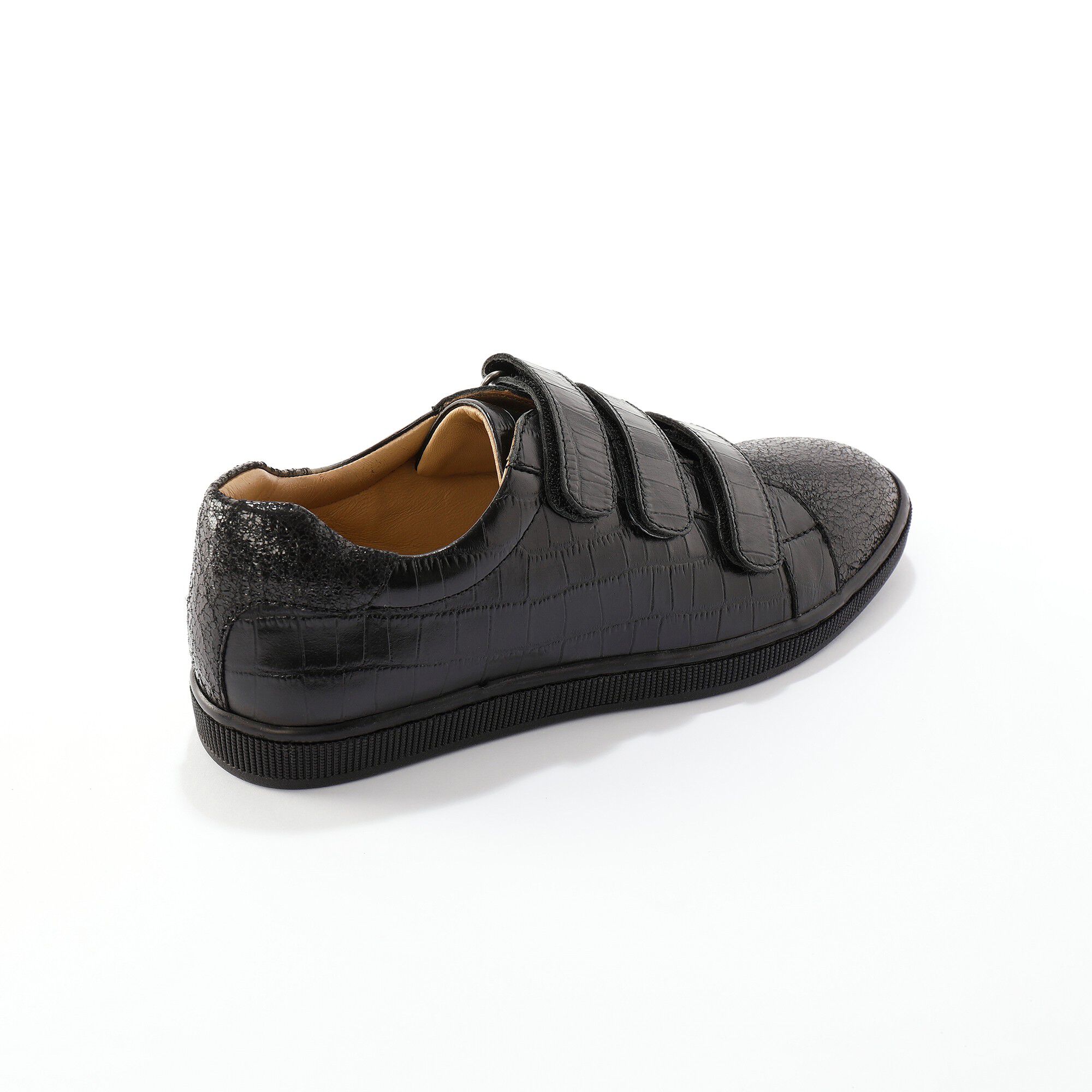 Basket scratchées en cuir effet croco