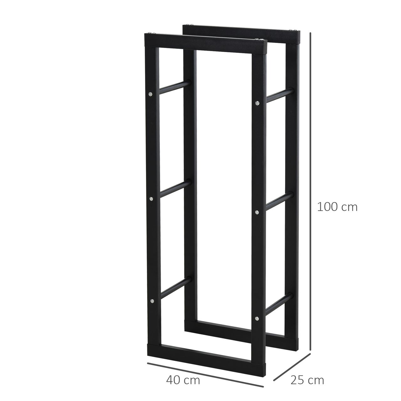 HOMCOM Kaminholzständer Kaminholzablage Feuerholzregal Kaminholzhalter 100kg Stahl Schwarz L40 x B25 x H100 cm
