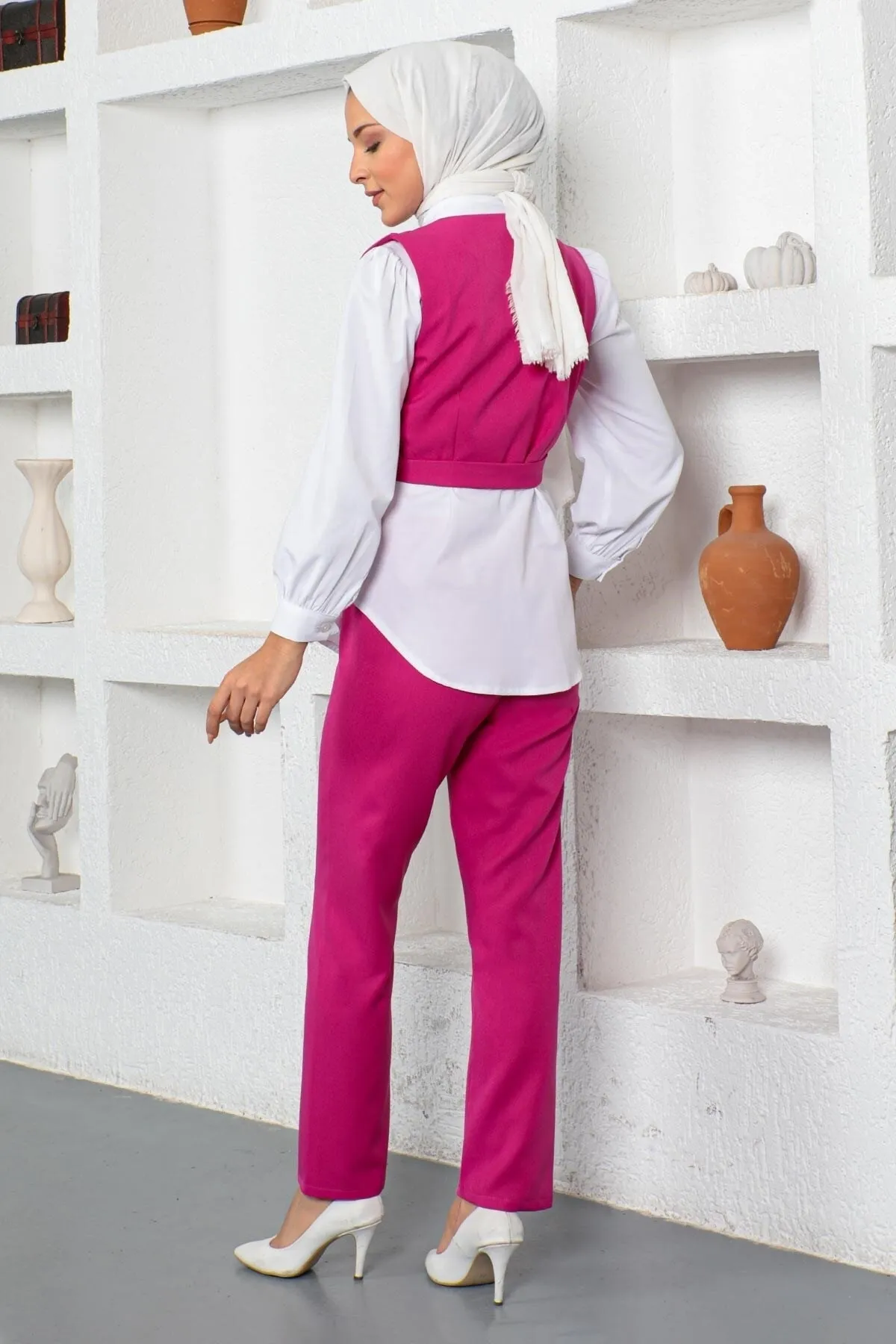 Modamihram  Dreiteiliger Anzug mit kurzer Jacke Rosa 19200