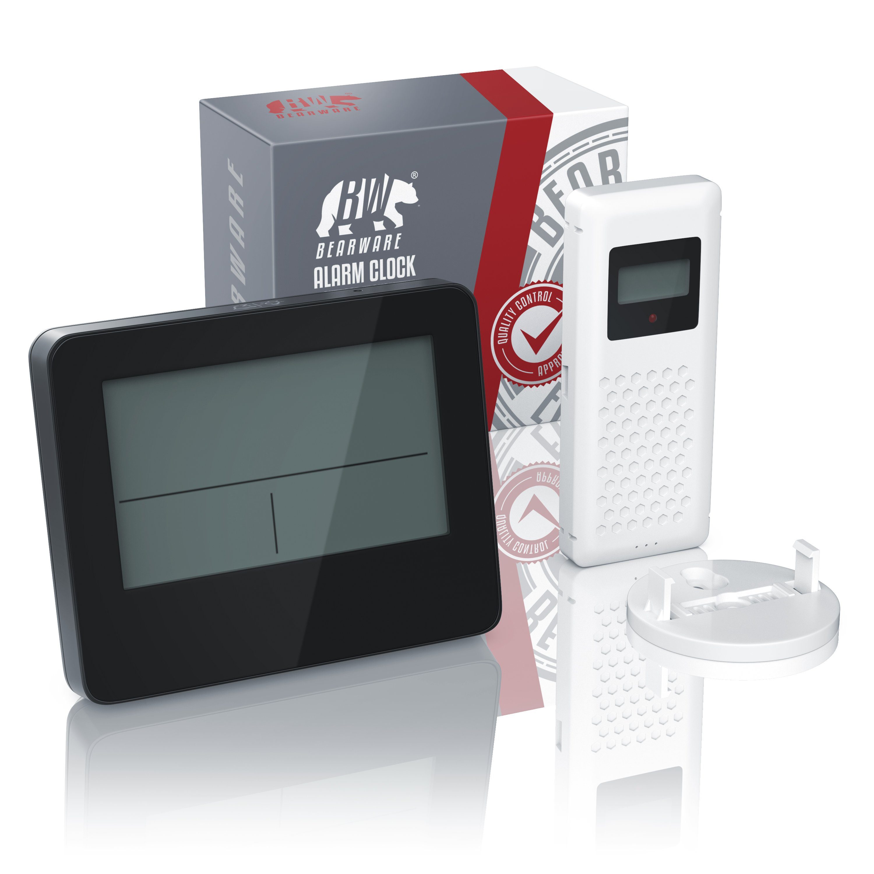 BEARWARE Wetterstation (mit Außensensor, Funk, Multifunktion, Funkuhr mit DCF-Signal, LCD-Display)