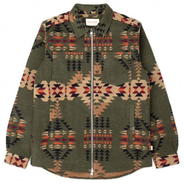 Revolution - Checked Navajo Inspired Overshirt with Zipper - Hemd