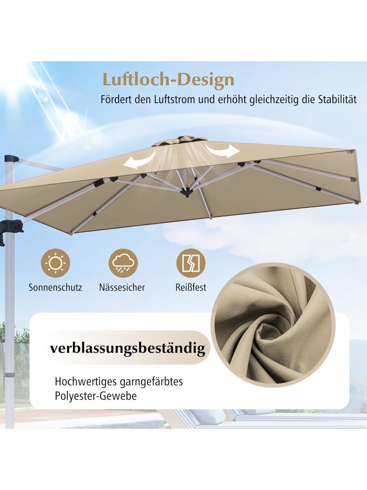 COSTWAY Sonnenschirm rechteckig 300x300cm in Beige günstig kaufen onesize