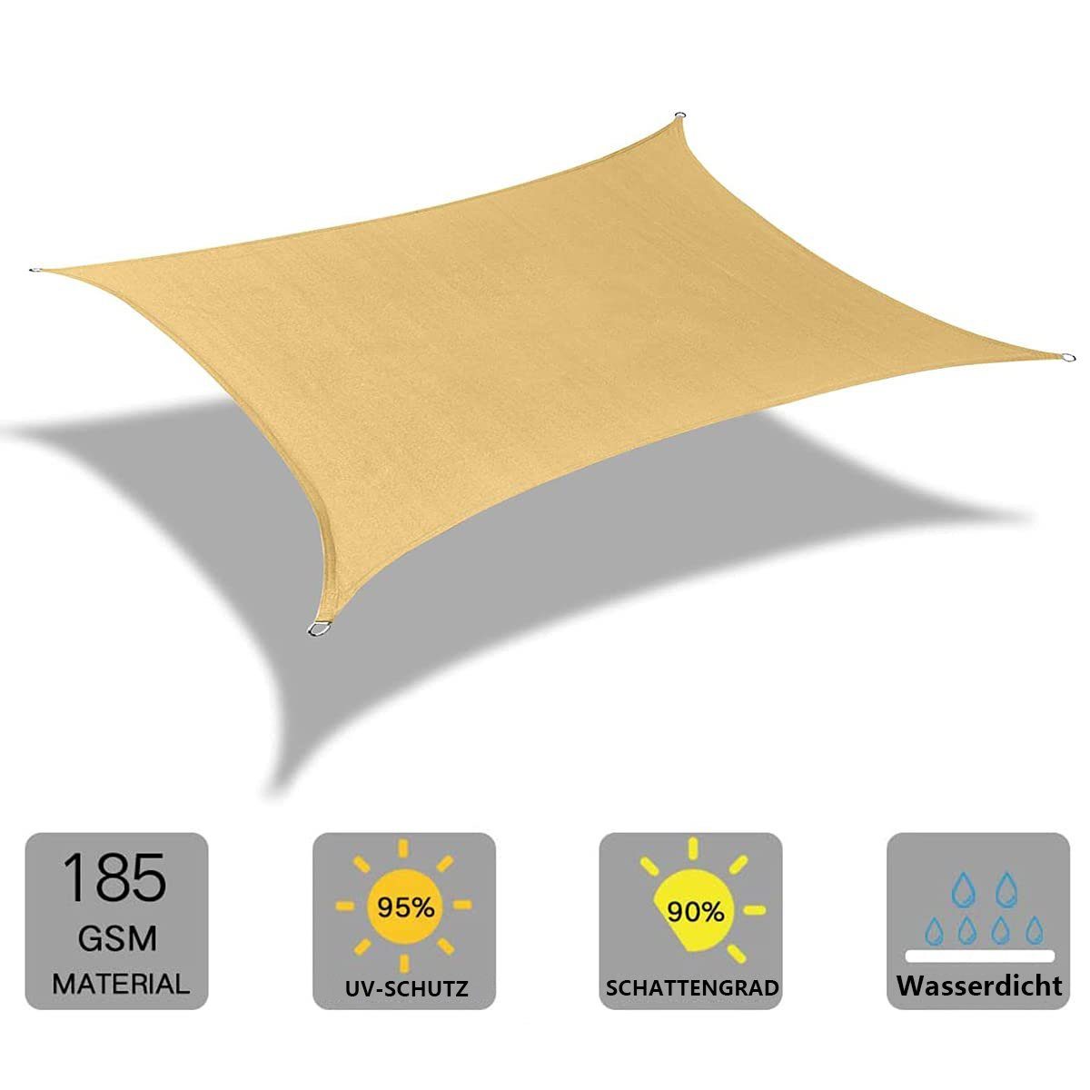 Jormftte Sonnensegel Sonnensegel Sonnenschutz Rechteck,für Hinterhof,Outdoor-Aktivitäten