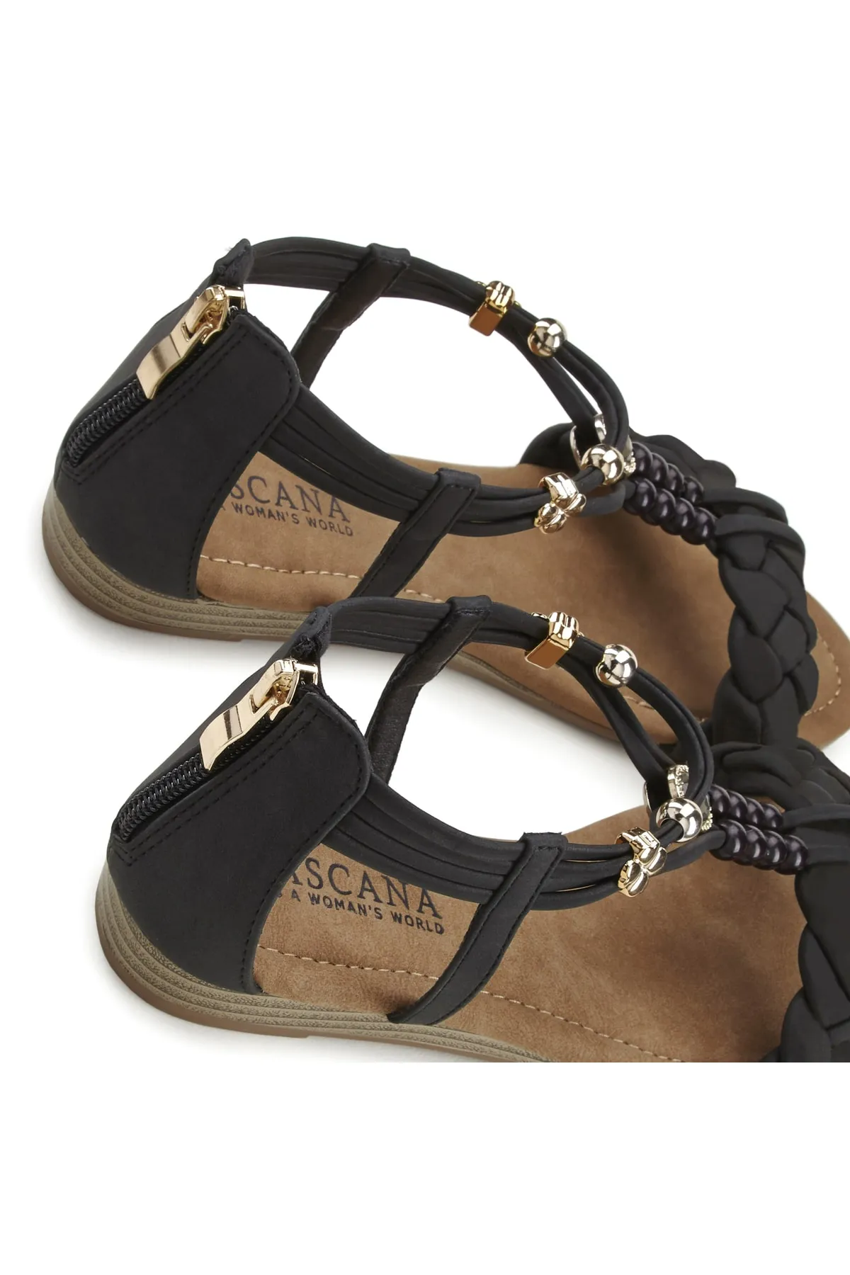 LASCANA  Sandalette - Schwarz - Flacher Absatz