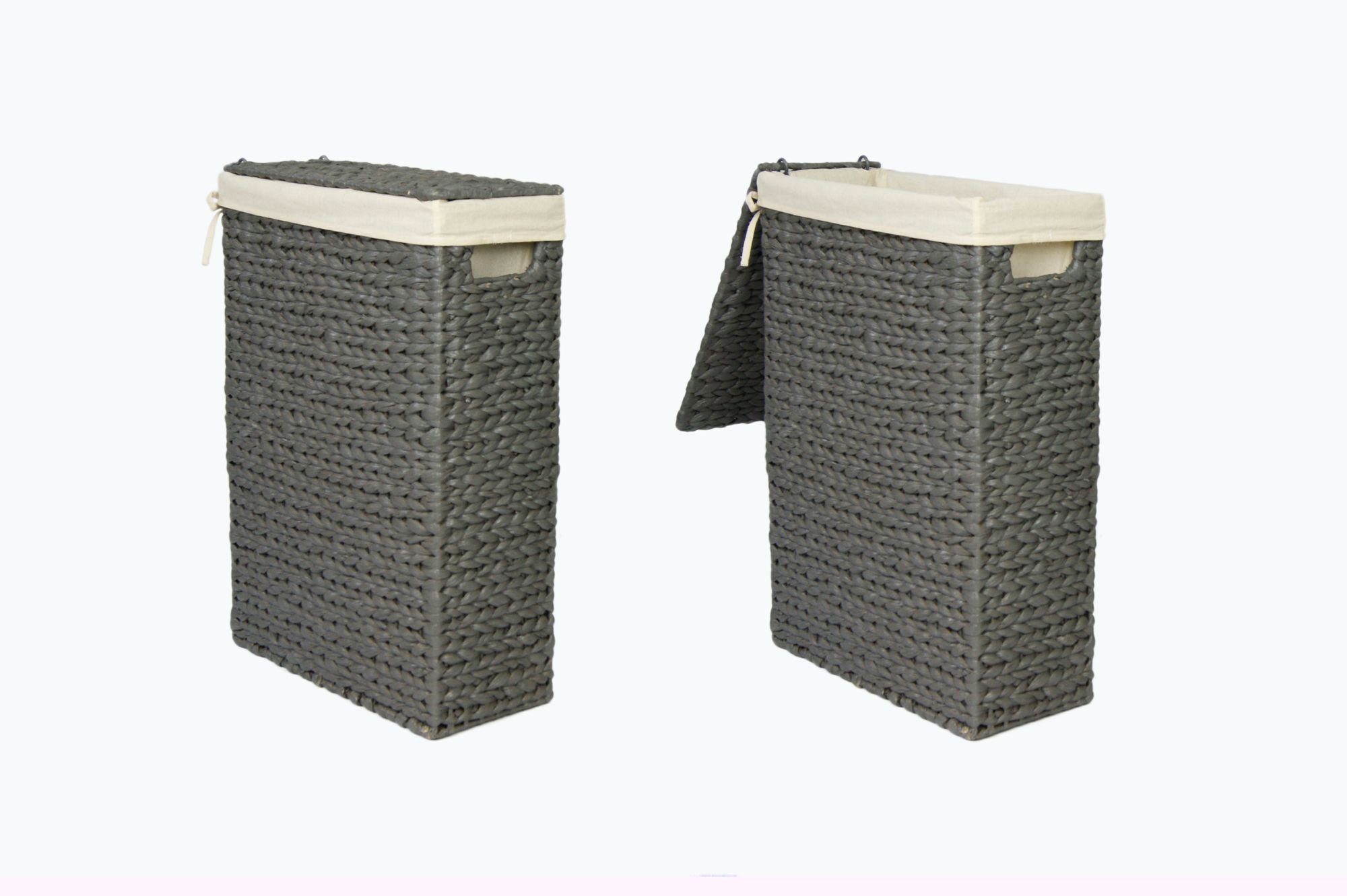 animal-design Wäschekorb, Nischen-Wäschekorb ca. 26 L Wäschesammler Wäschebox Wasserhyazinthe Nischenkorb grau mit Stoffeinsatz Gr.1