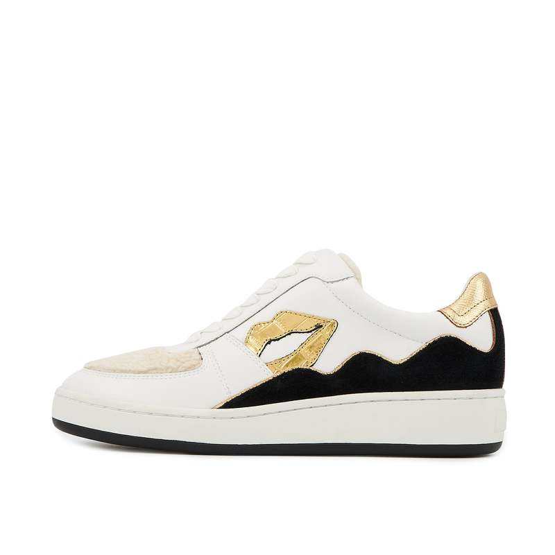 Baskets en cuir Loulou blanc gold croco