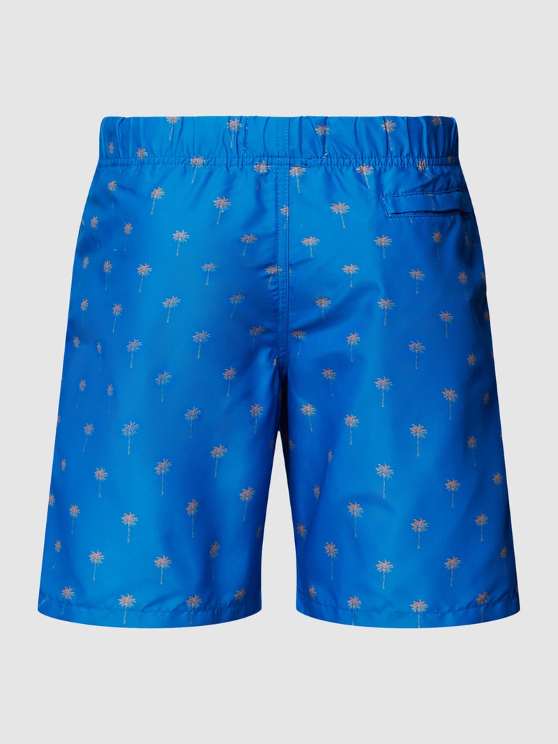 Badehose mit Motiv-Print Modell 'palm' in royalblau