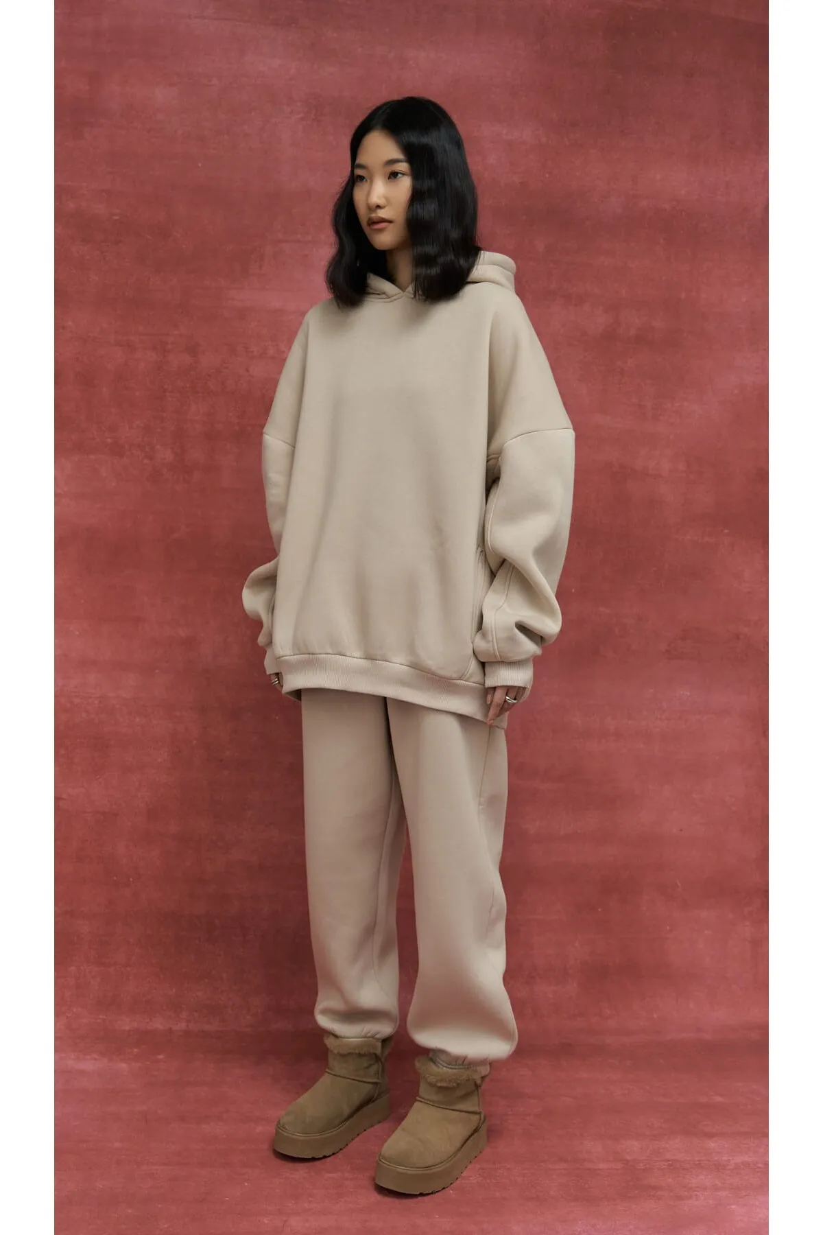 MAİ COLLECTİON  Morgan Bone Oversize-Trainingsanzug-Set