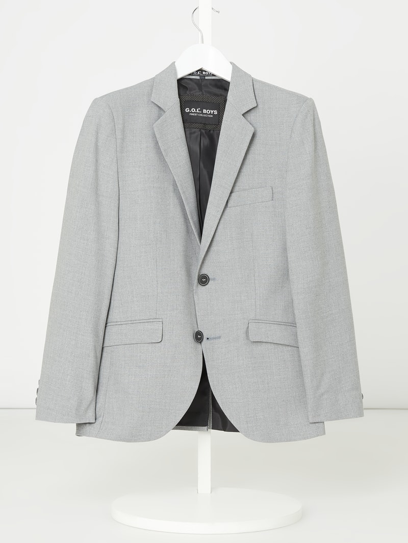 Slim Fit 2-Knopf-Sako mit Viskose-Anteil in silber meliert
