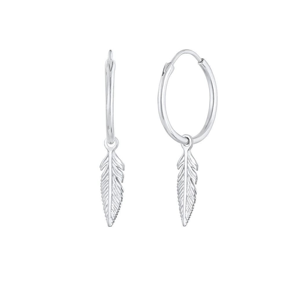 Elli Elli Boucles d'Oreilles Créoles Pendentifs de Plumes Boho Look Festival Trend Bou Boucles d'oreilles