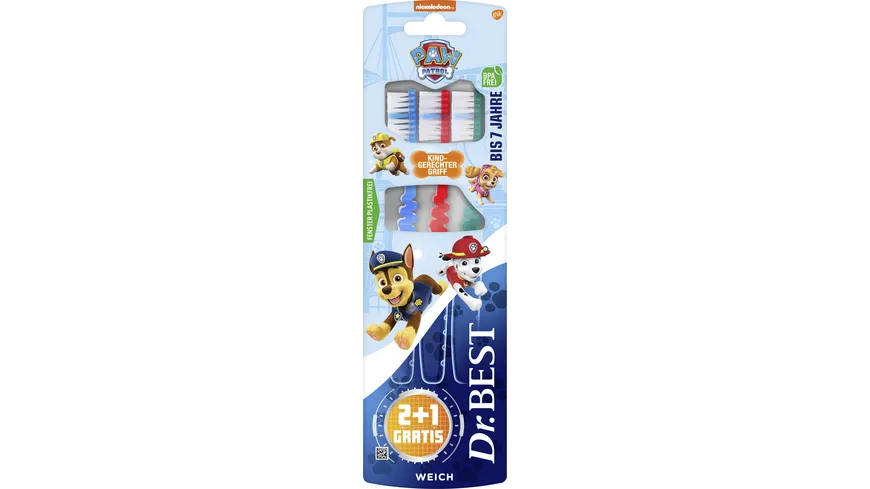 Dr.BEST KIDS Milchzahn Paw Patrol Zahnbürste weich 2+1