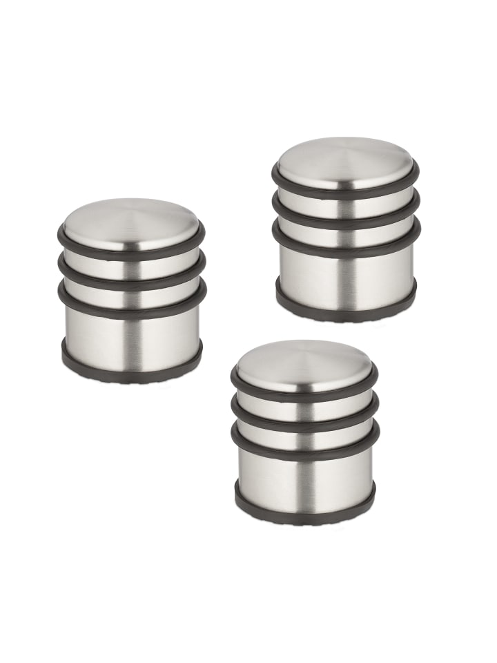 relaxdays 3 x Türstopper in Silber/ Schwarz - (H)7,5 x Ø 7 cm günstig kaufen onesize