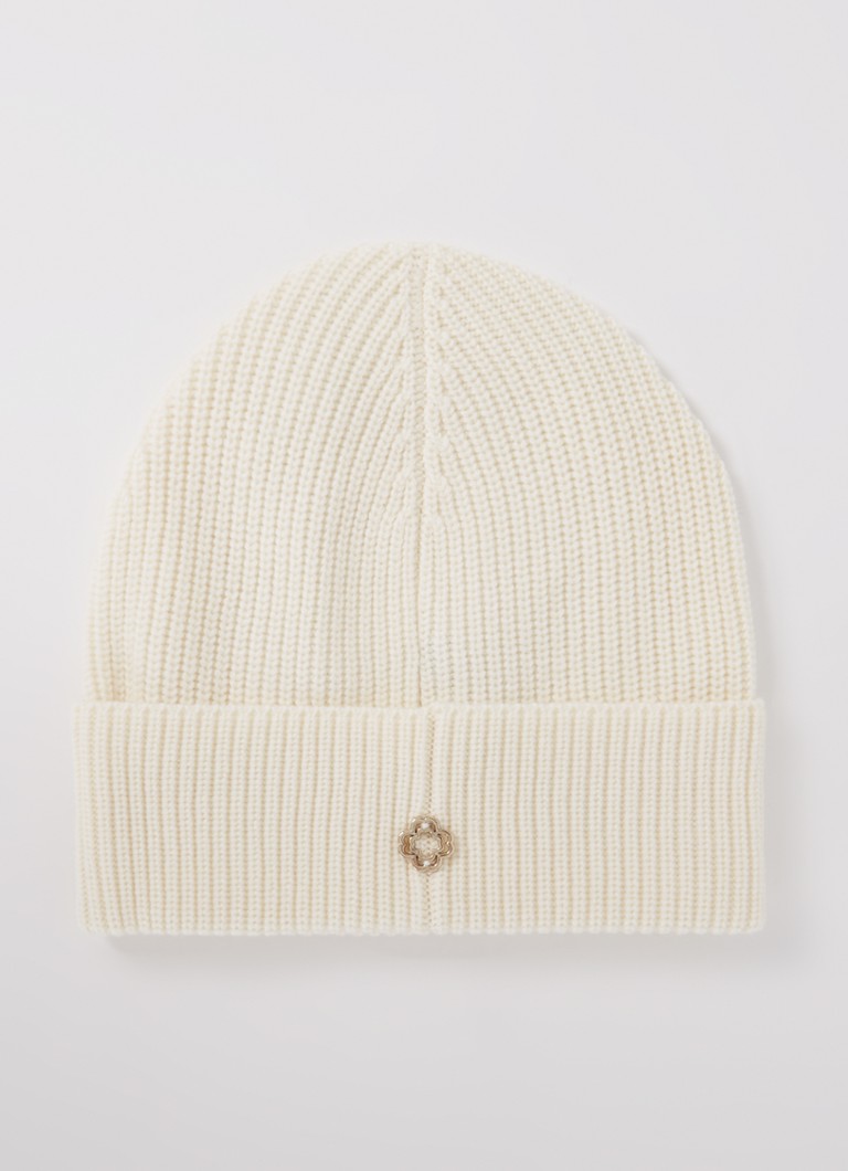 Maje Rib-knit hat in cashmere blend with logo